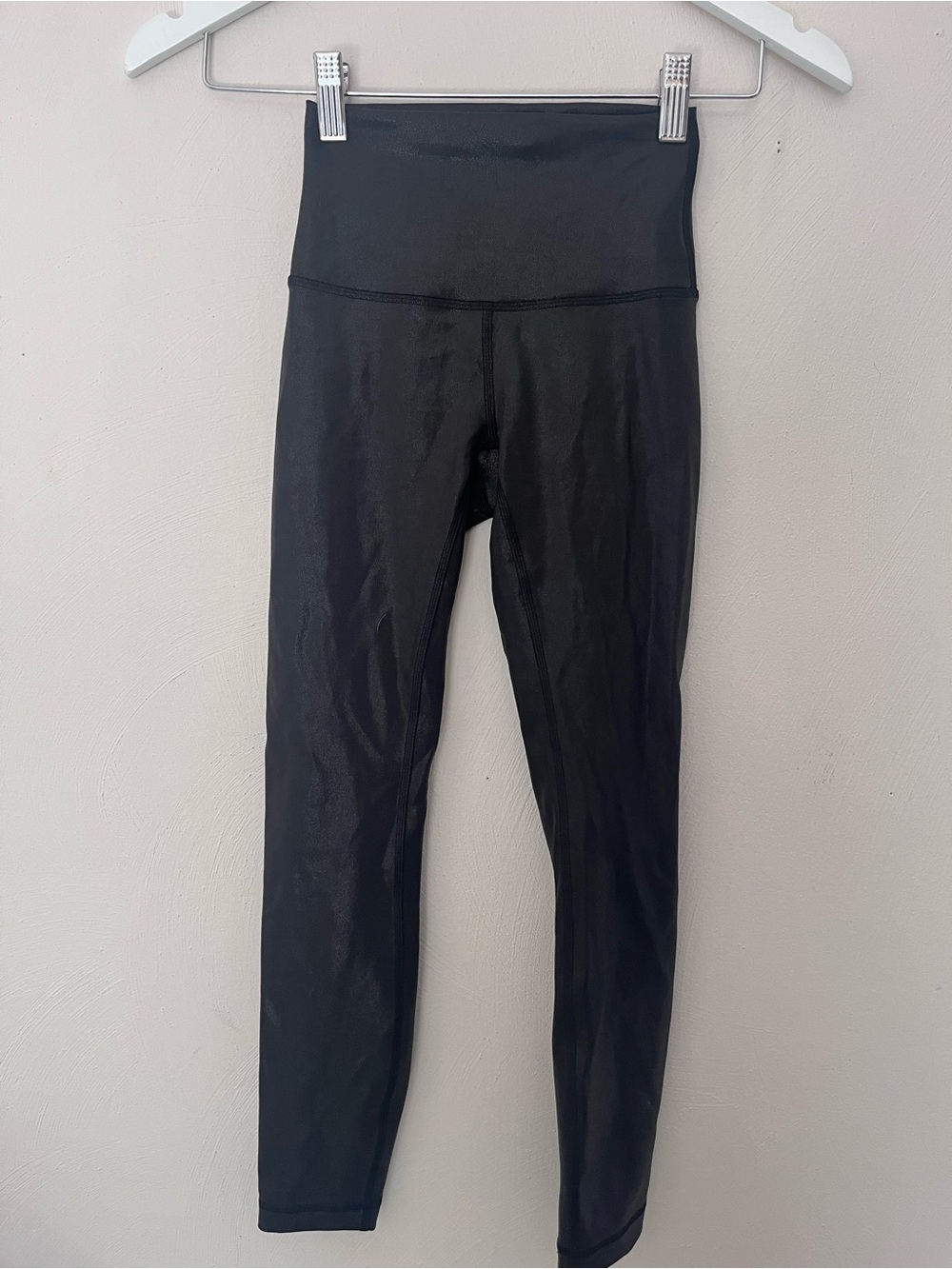 Lululemon High-Waist Black Shine Leather Leggings
